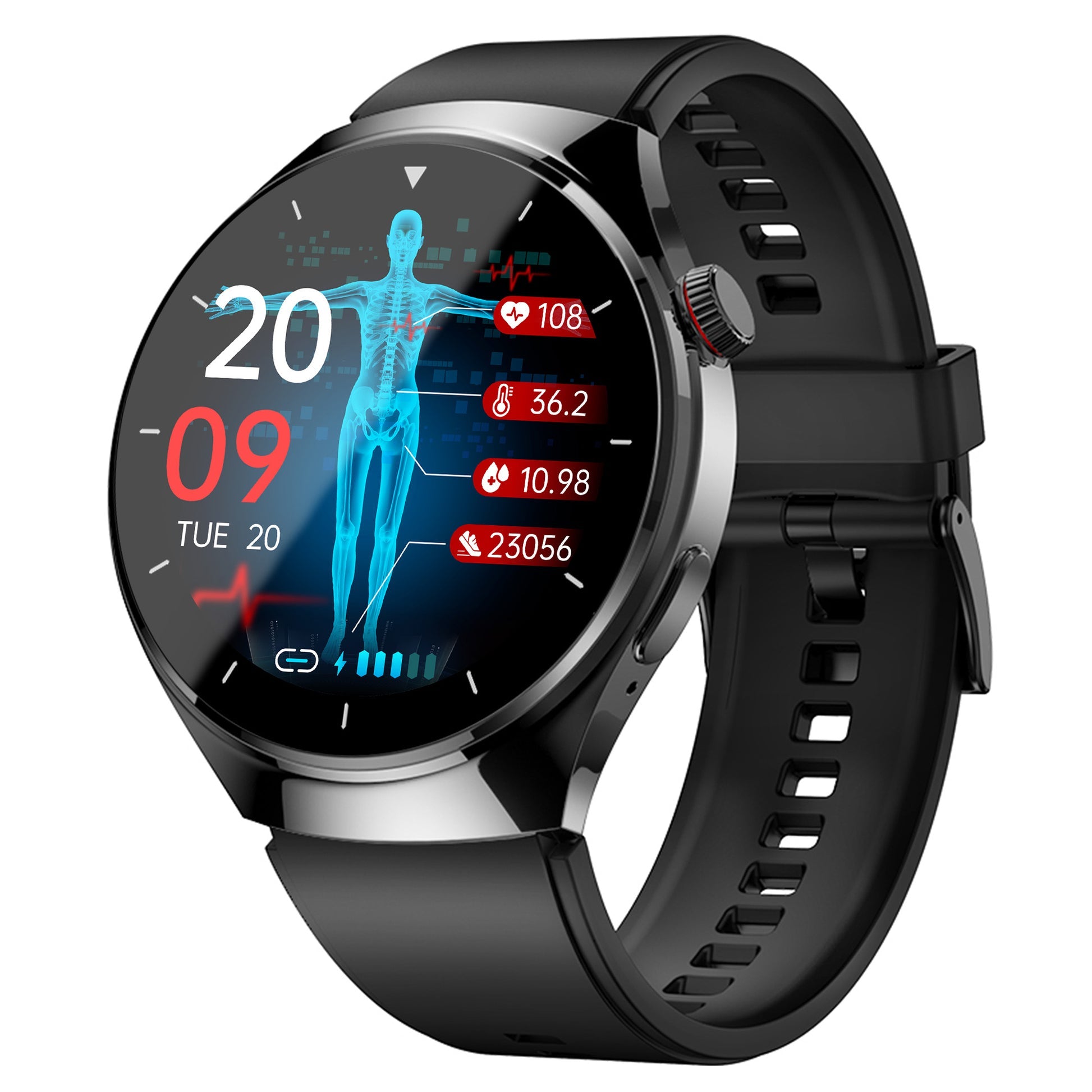 One-click Blood Pressure Blood Sugar ECG/EKG HRV Heart Rate Monitor Health Smart Watch