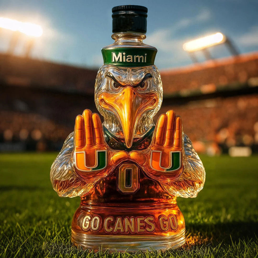 Miami Hurricanes Go Canes Go Whiskey Bottle