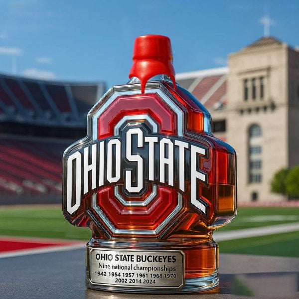 Ohio State Buckeyes Nine National Championships Custom Whiskey Bottle