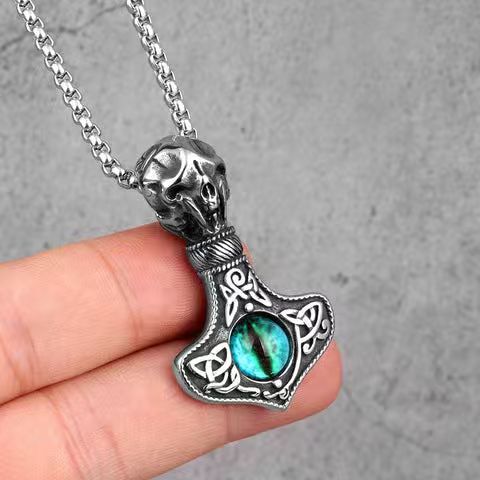Dragon's Eye Thor Hammer Necklace