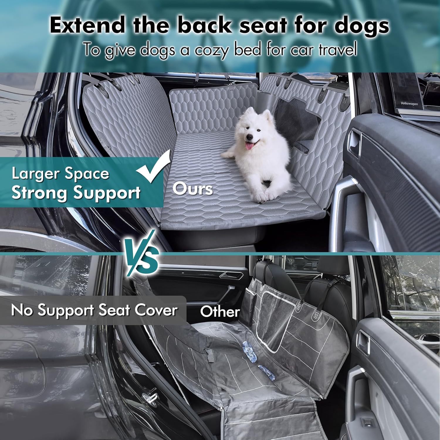 Waterproof Back Seat Extender For Dogs-Supports 400lb For Car,SUVs