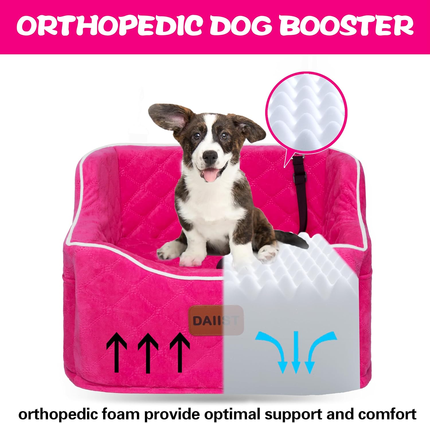 Rose Red Dog Pet Car Seat For Medium Dogs Under 35lbs Fit Cadillace Escalade