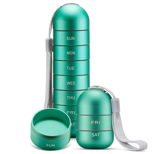 Portable Aluminum 7-Day Pill Organizer for Travel