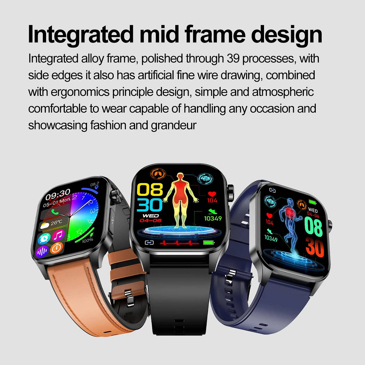 ECG/EKG Blood Sugar Blood Pressure Call Intelligent Health Management Smart Watch - RT58