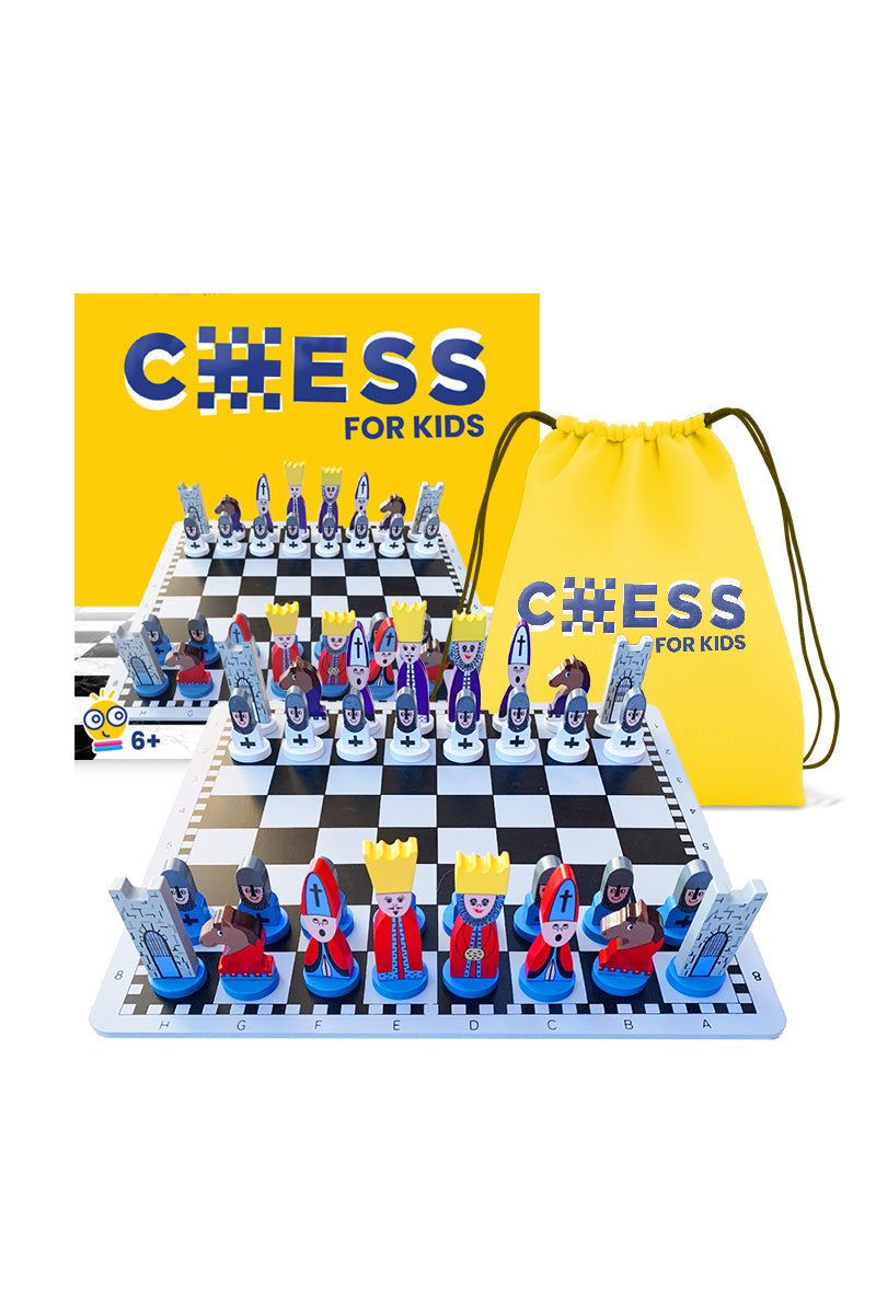 Kids Wooden Chess Set - Fun Learning Tool for Strategic Thinking - 30x30 cm with Chess Pieces