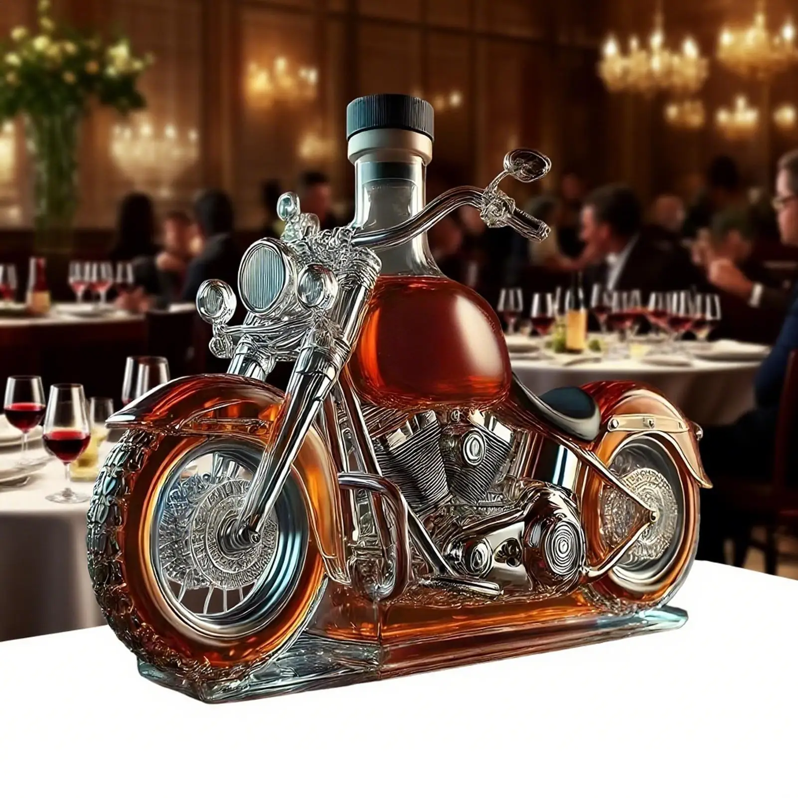 Harley Motorcycle Shaped Whiskey Decanter for Home Bar