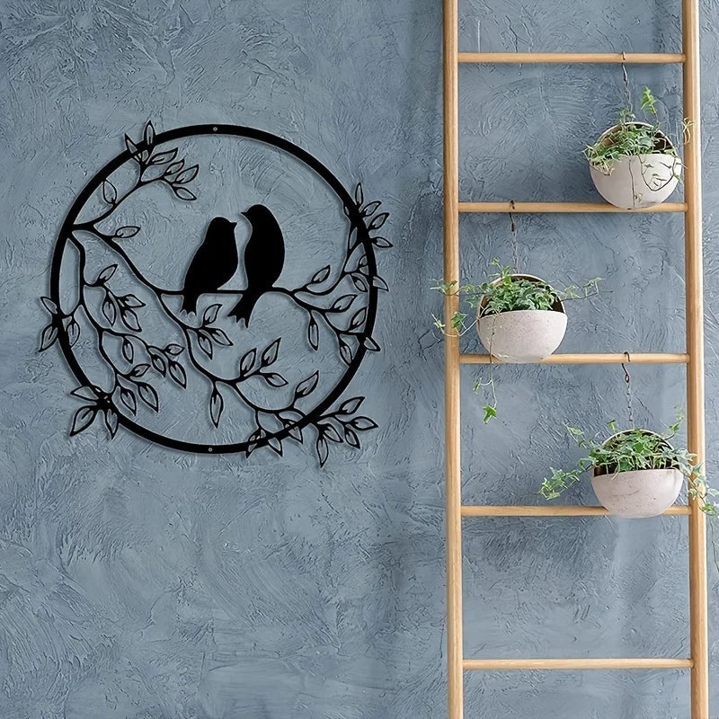Nature Metal Wall Art - Bird on Tree Branch Decor for Indoor & Outdoor Spaces