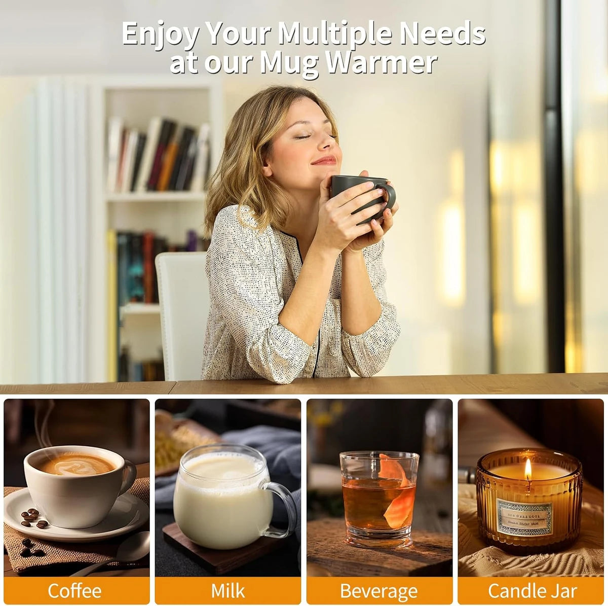 USB Smart Coffee Warmer Pad Compact Drink Heater with Safety Timer for Home & Office