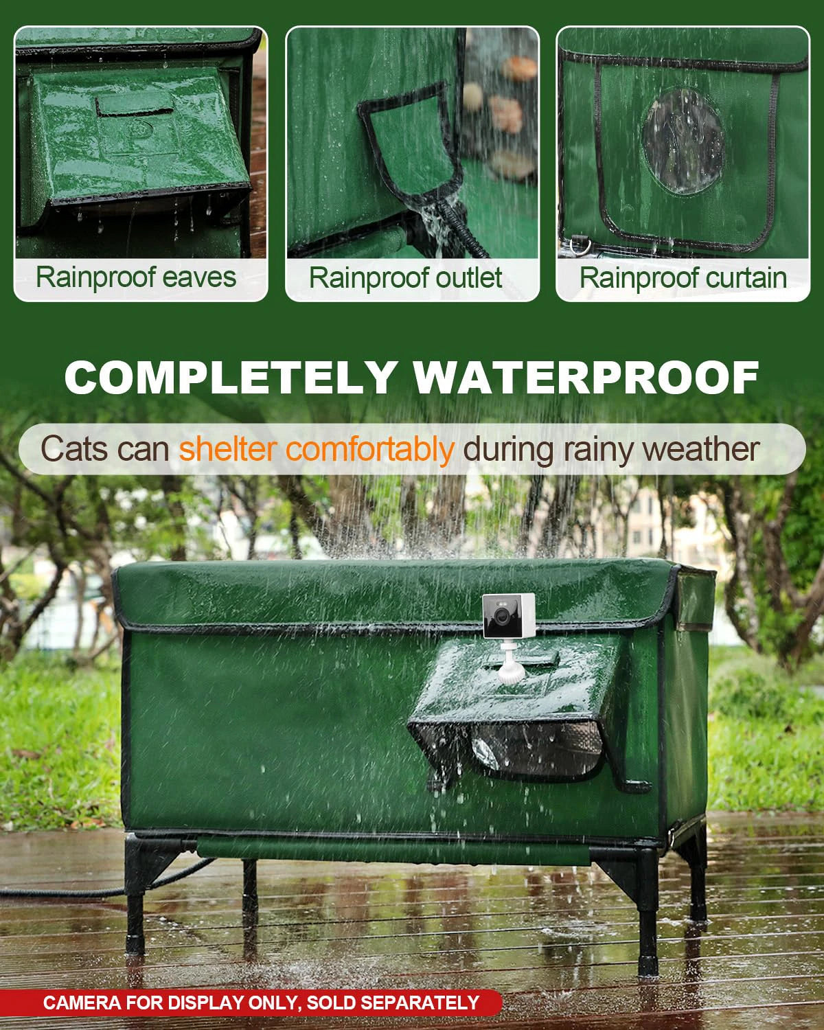 Weatherproof Heated Outdoor Cat House - Insulated Winter Shelter with Heating Pad