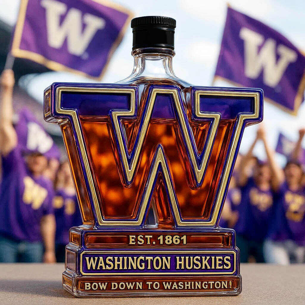 UW Washington Huskies Whiskey Bottle