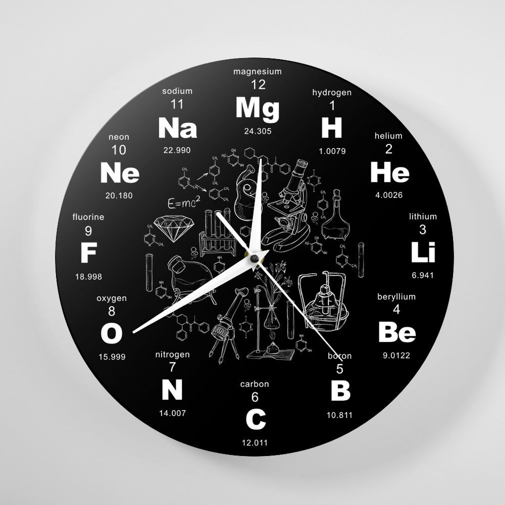Periodic Table Of Chemical Elements Wall Clock