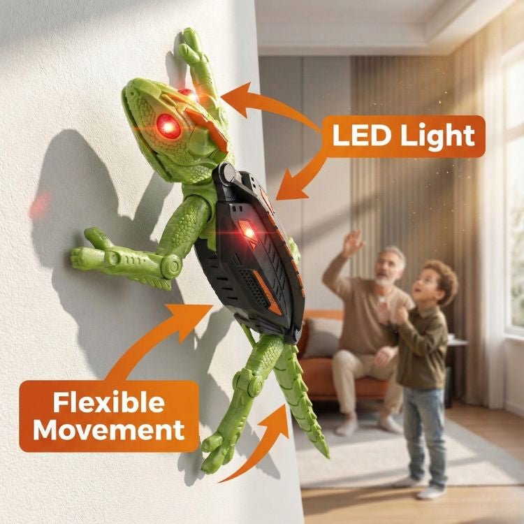 Remote Control Wall Climbing Chameleon Toy – Zero Gravity Lizard with LED Lights for Kids