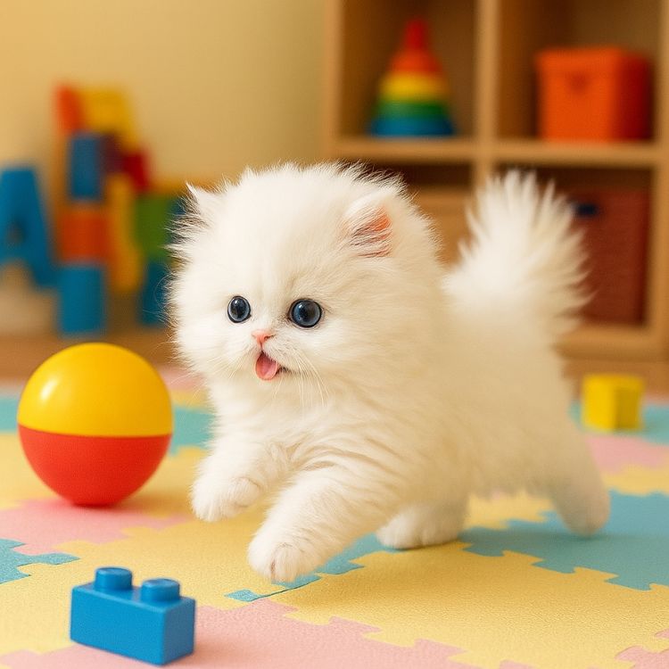 Realistic Interactive Robot Kitten – White Persian Cat | Walks, Meows & Wags Tail