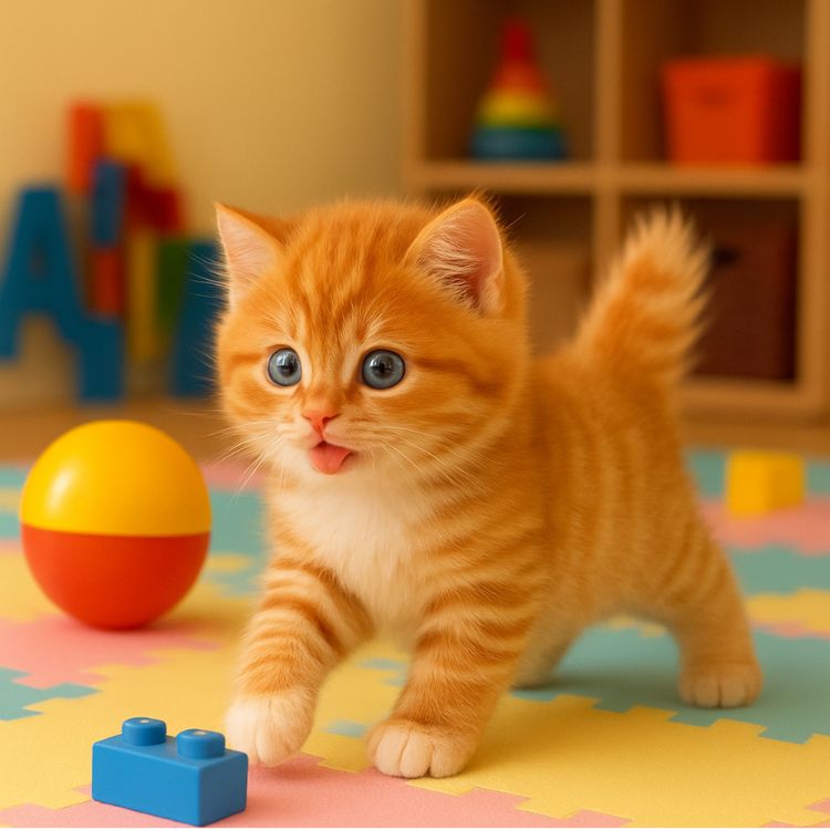 Realistic Interactive Orange Tabby Robot Kitten – Walking & Meowing Electronic Pet Toy