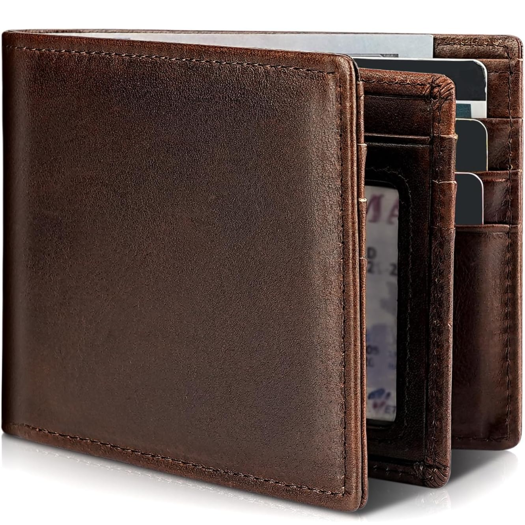 Men's Bifold Genuine Leather RFID Blocking Wallet