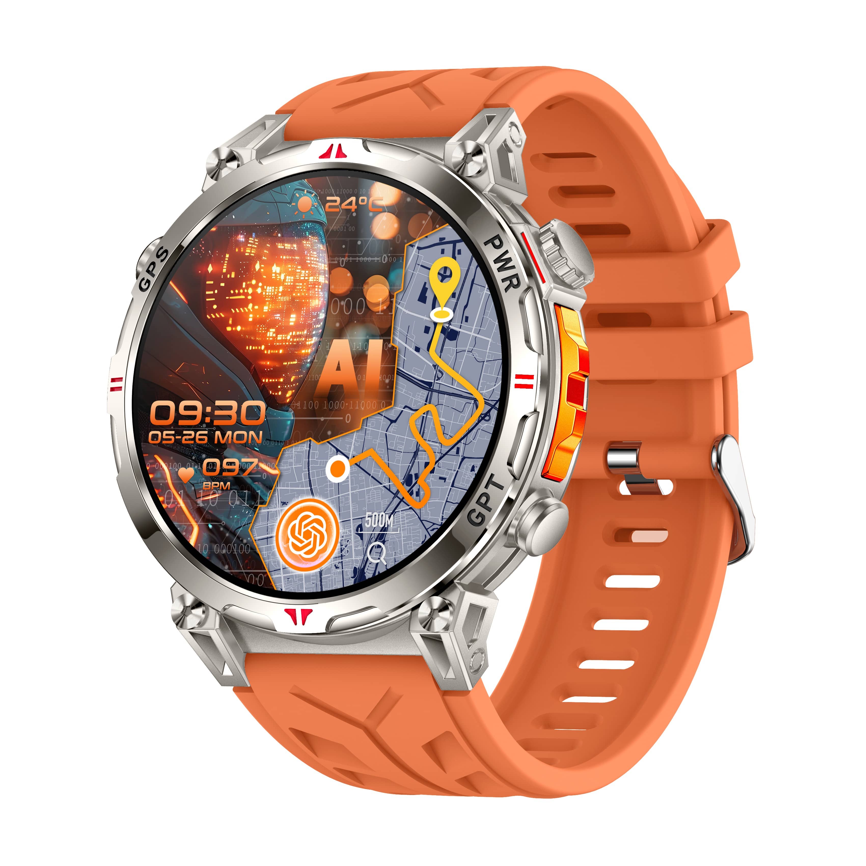 New Generation of Sports Smartwatch AMOLED Colorful Screen GPS Compass Bluetooth Calling 3ATM Waterproof