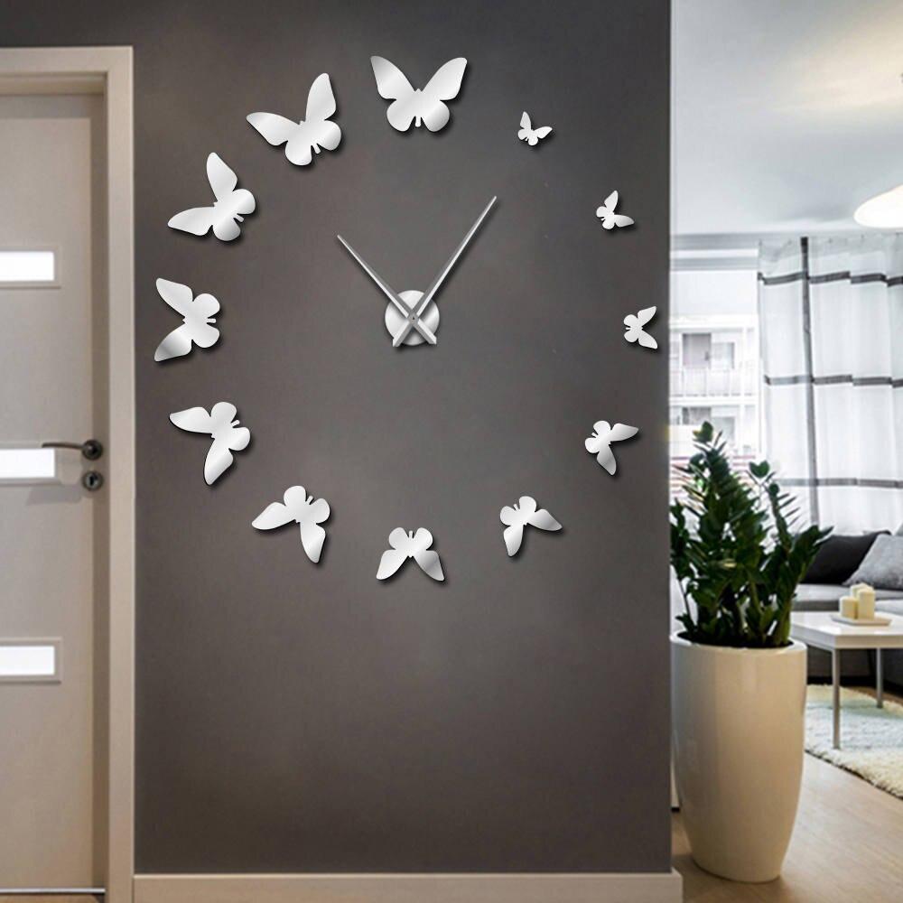 Beautiful Flying Butterflies Large Frameless DIY Wall Clock