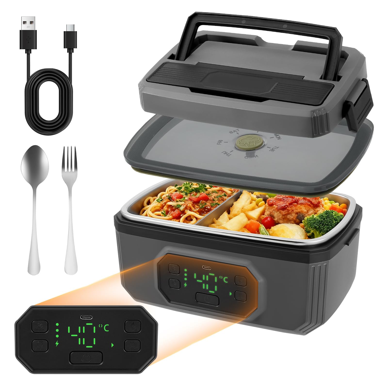 Rechargeable Self-Heating Lunch Box for Office and Travel