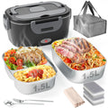 Portable Electric Lunch Box with Dual Stainless Steel Containers