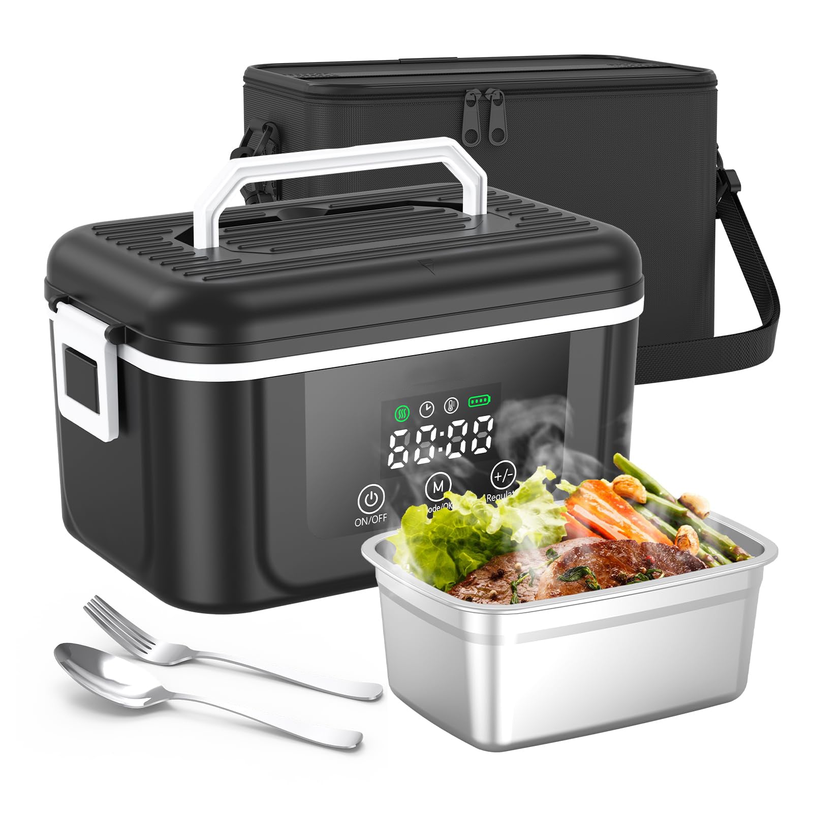 Rechargeable Heated Lunch Box with Digital Display