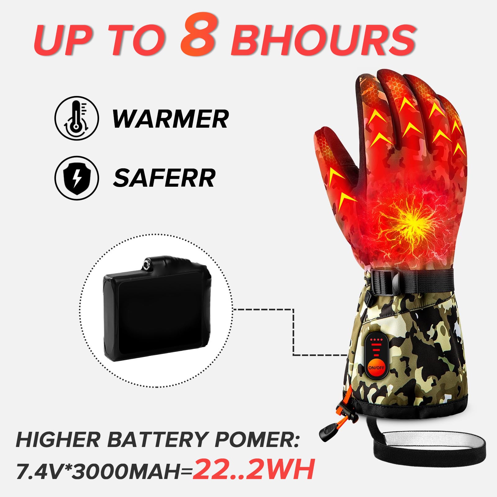 Rechargeable Heated Gloves with Waterproof Design for Winter Use