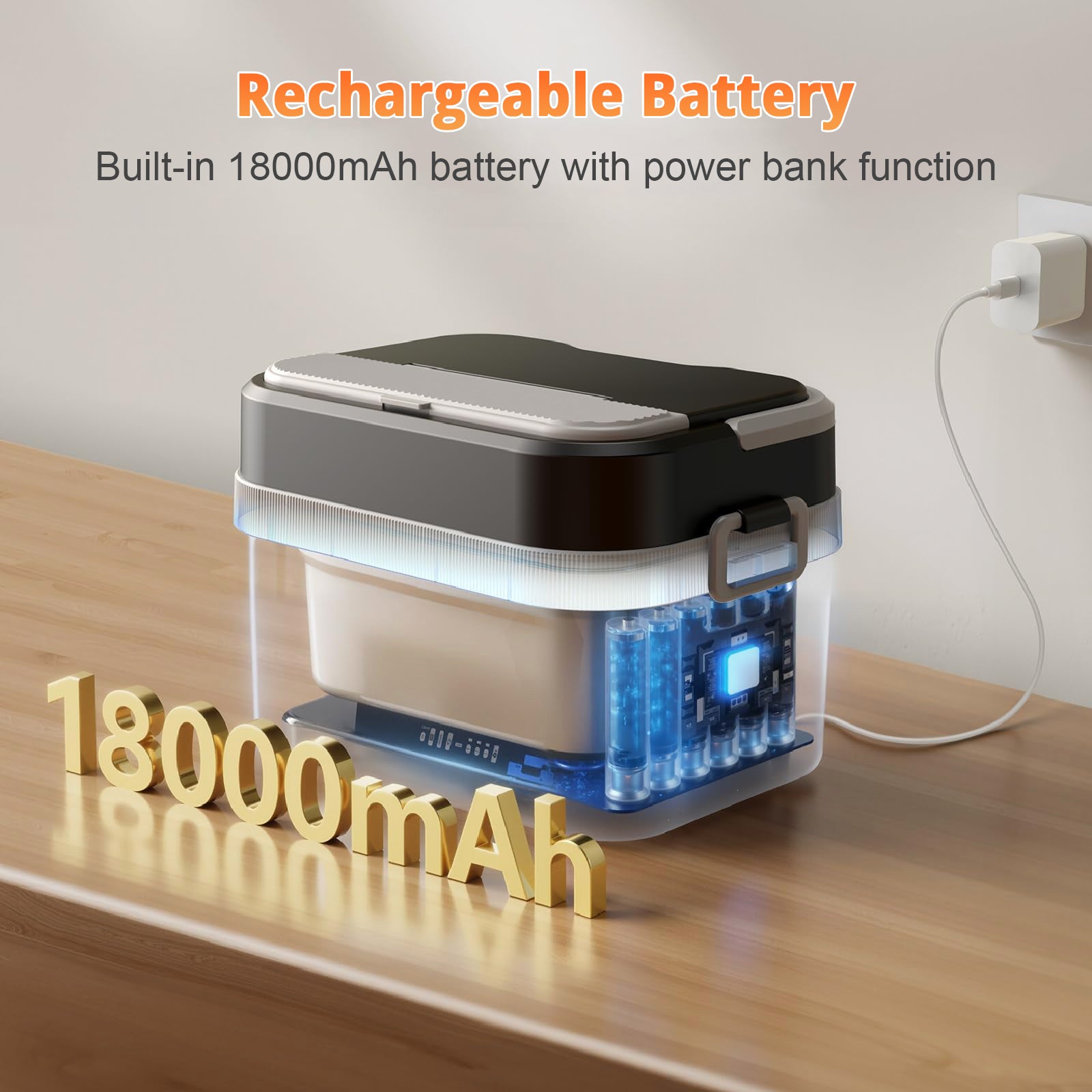 Rechargeable Heated Lunch Box with Timer Function