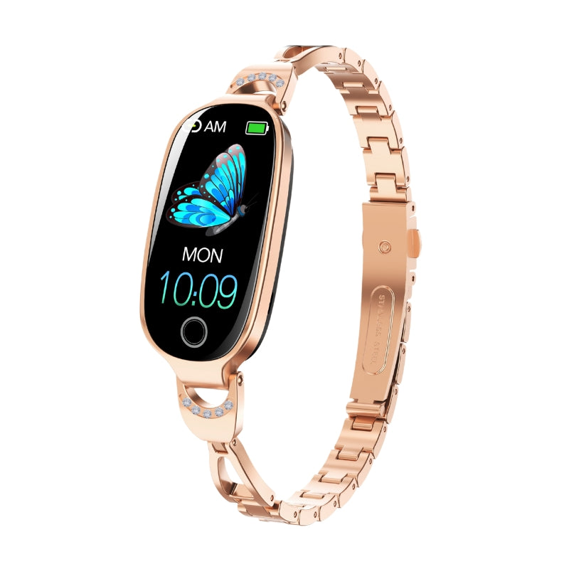 Blood Pressure Heart Rate monitoring Luxury Diamond Design Fashion Women Smartwatch