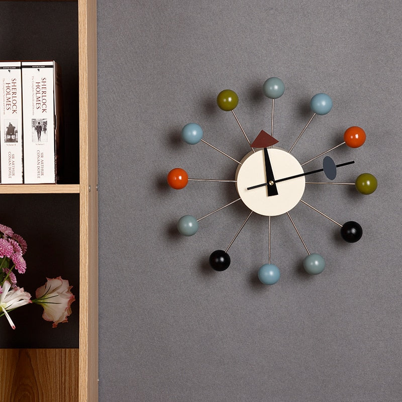Modern Minimal Round Ball Wood Quiet Slient Wall Clock Home Decor