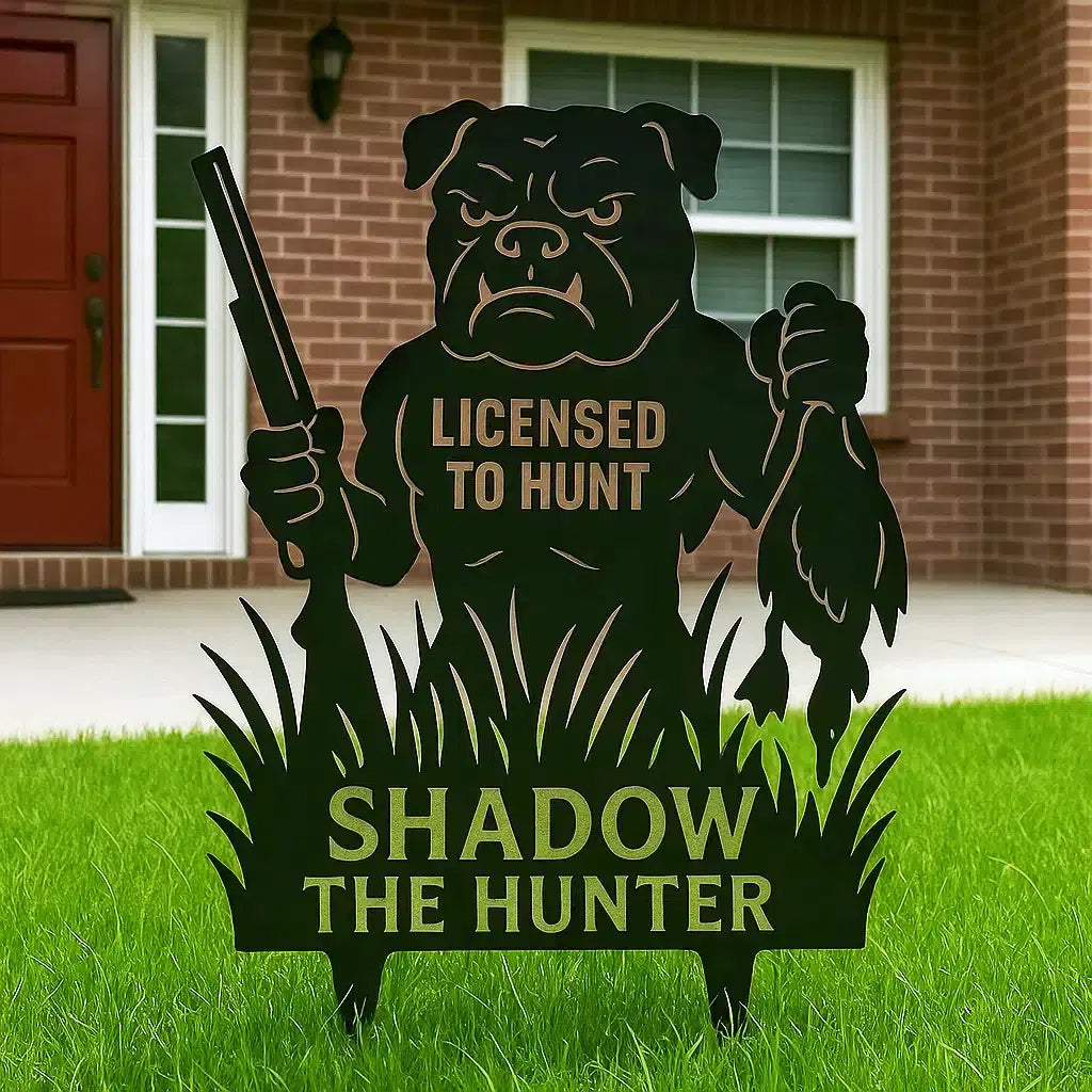 Shadow the Hunter – Black Steel Dog Silhouette Yard Art