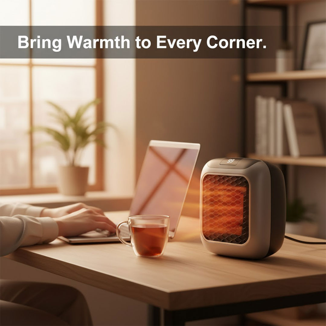 Portable Electric Heater with Adjustable Thermostat - Compact Heating Solution