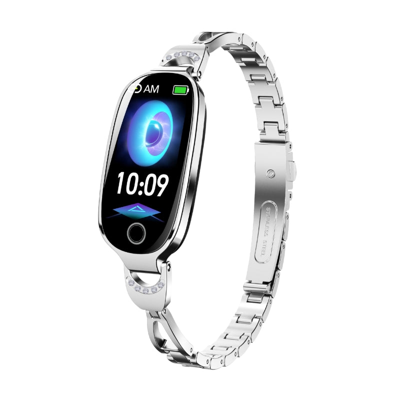 Blood Pressure Heart Rate monitoring Luxury Diamond Design Fashion Women Smartwatch