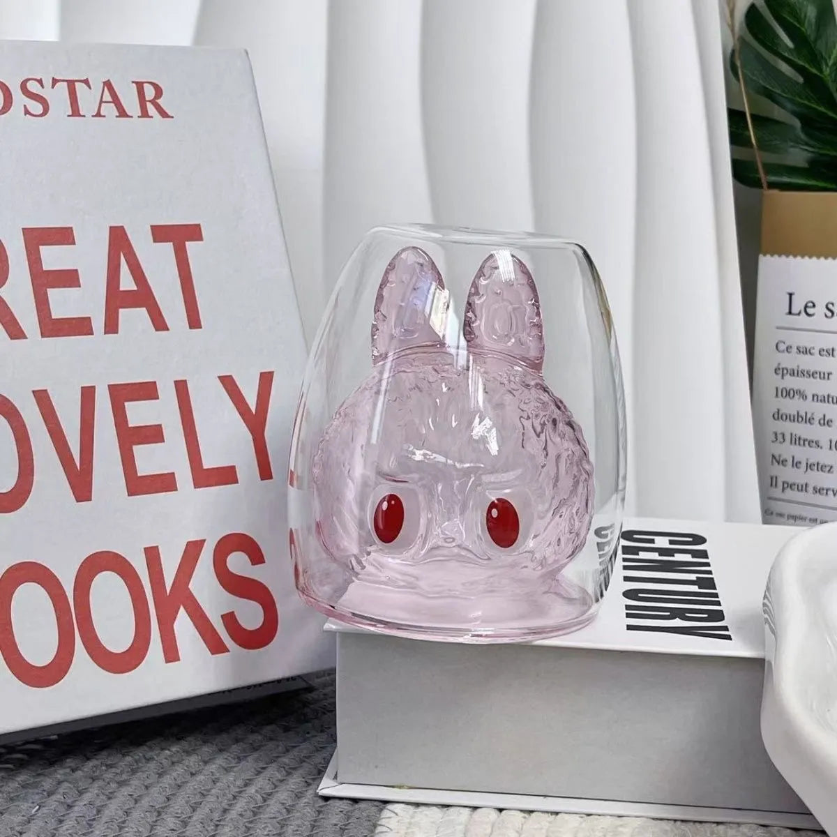 Cute Double Glass Bunny Cup