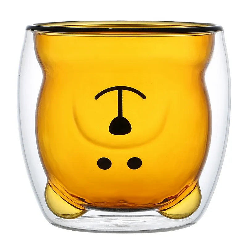 Cute Bear Tea Cup Double Wall Glass
