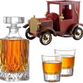 Whiskey Decanter Set Car 23 Oz Glass Wine Bottle With 2 X 90ml Glasses Handcrafted