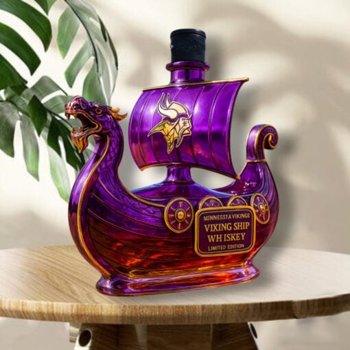 Minnesota Vikings Dragon‑head Ship Custom Whiskey Bottle