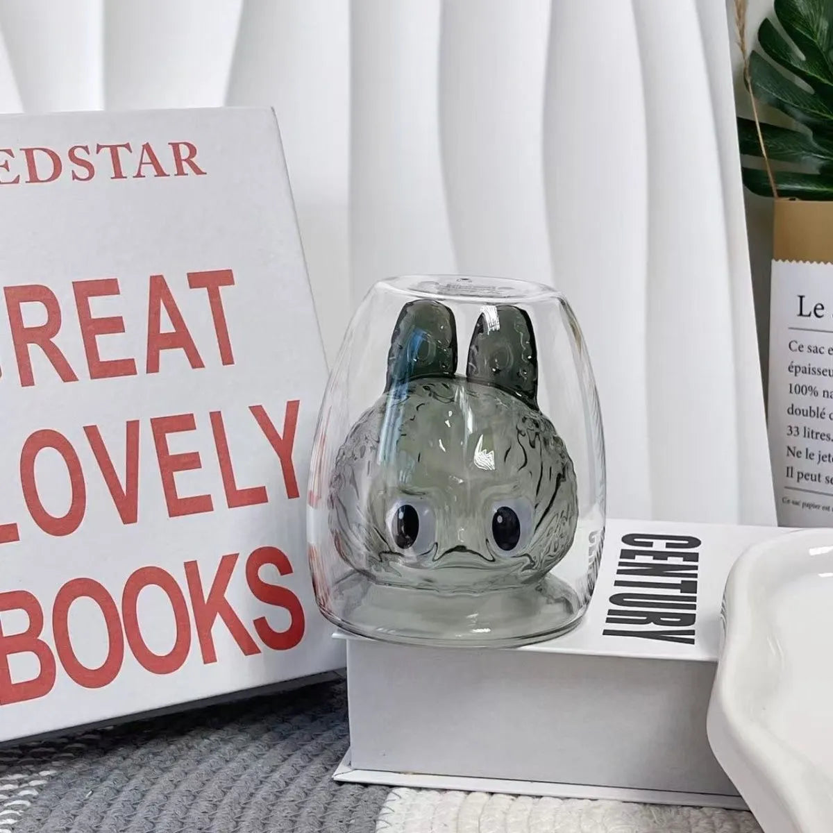Cute Double Glass Bunny Cup