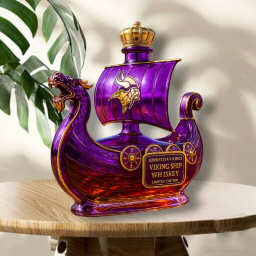 Minnesota Vikings Dragon‑head Ship Custom Whiskey Bottle