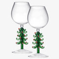 Crystal Christmas Holiday Tree Stemmed Wine Glass - 10oz
