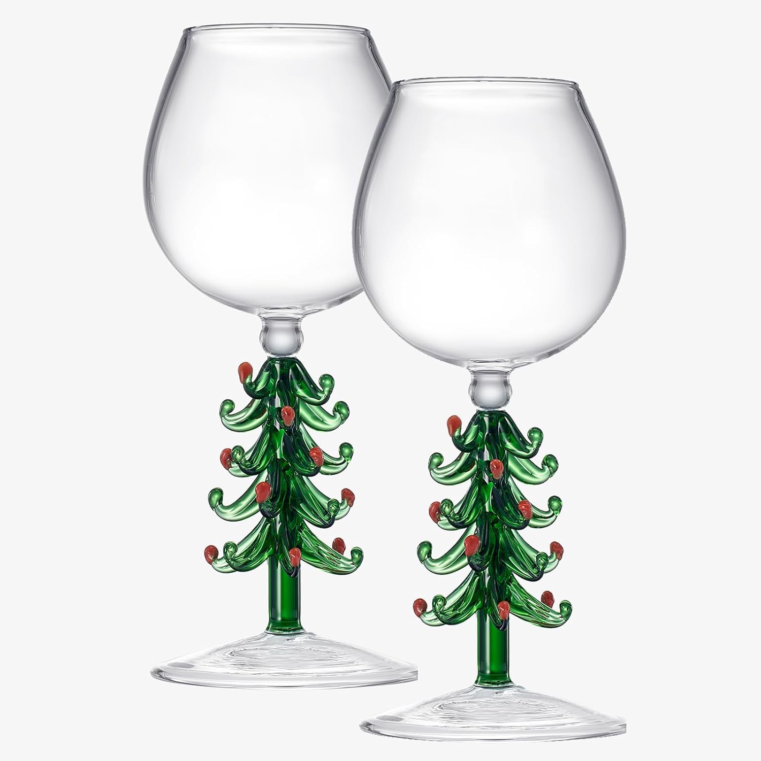 Crystal Christmas Holiday Tree Stemmed Wine Glass - 10oz