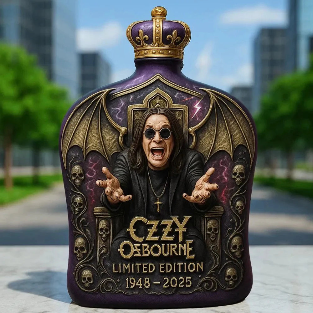 Ozzy Osbourne Embossed Glass Whiskey Bottle