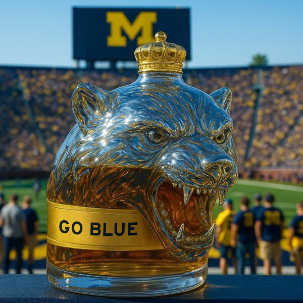 Michigan Wolverines Mascot Whiskey Bottle