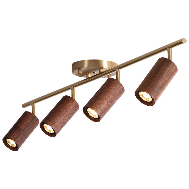 Highendlights Nordic Wood Track Light - 4-Head Walnut & Brass