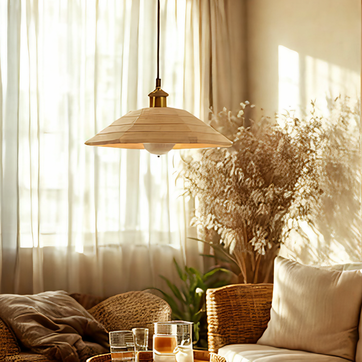 Highendlights Modern Scandinavian Pendant Light - Natural Wood Finish