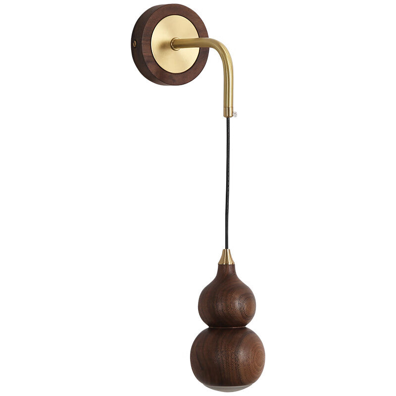 Highendlights Gourd Wall Sconce - New Chinese Walnut & Brass