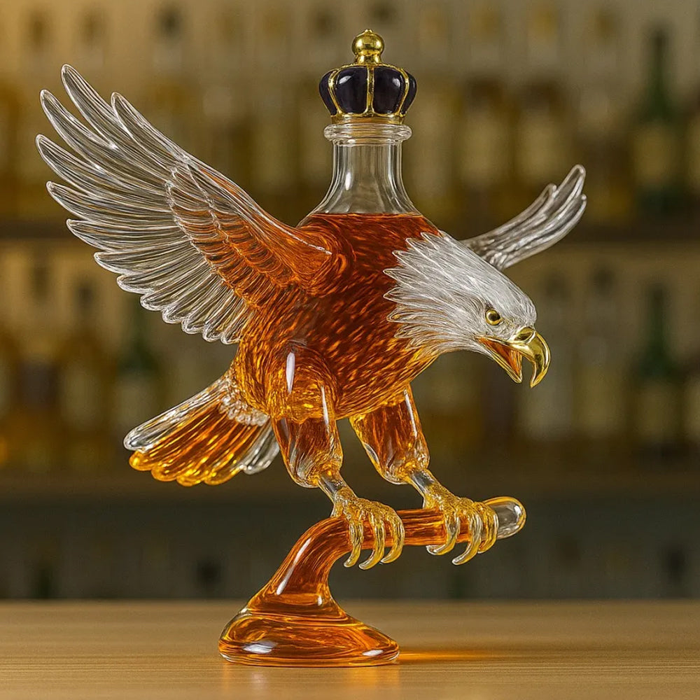 Bald Eagle Shape Glass Whiskey Bottle