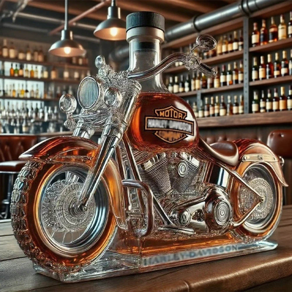 Retro Motorcycle Shape Glass Whiskey Bottle