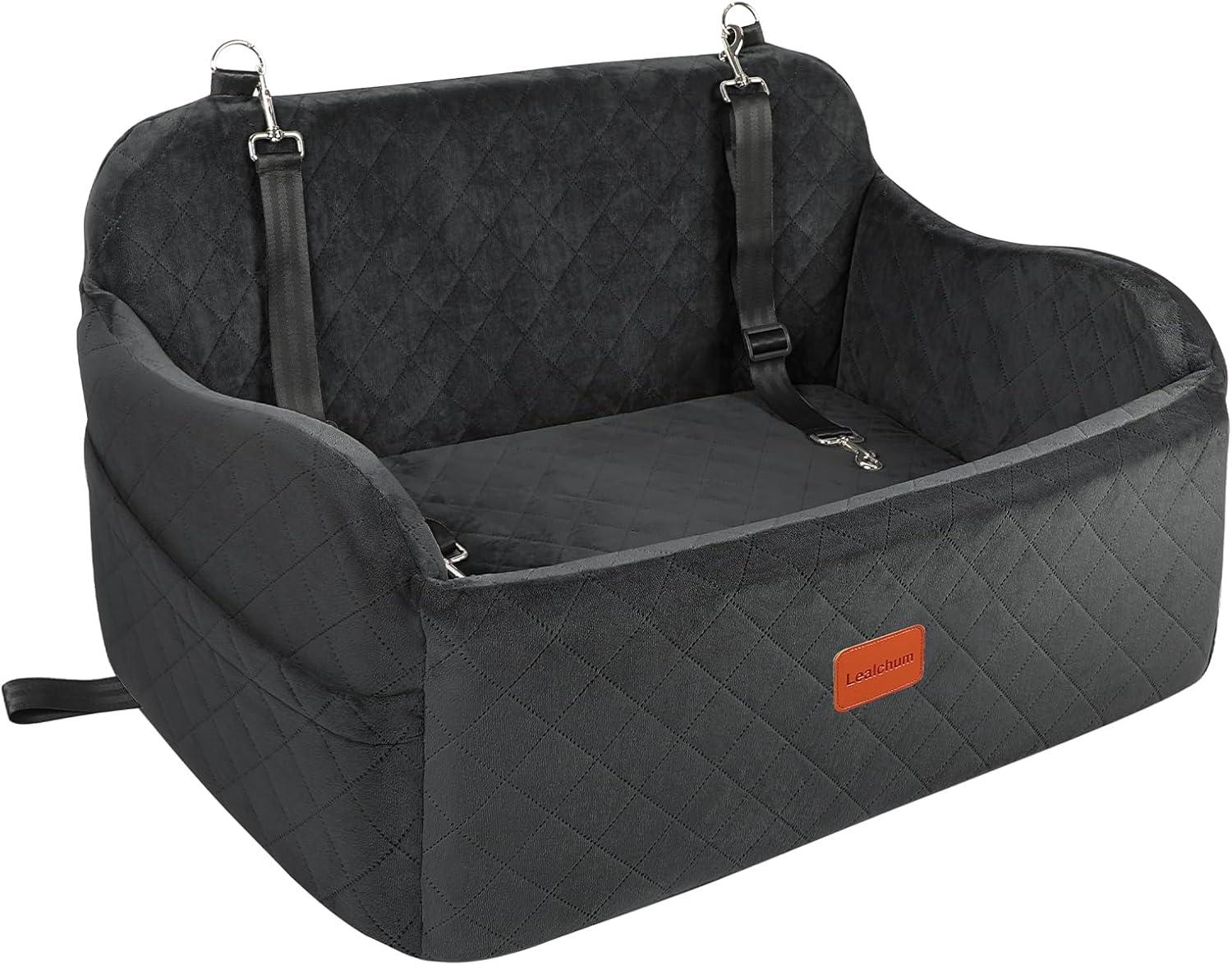 Dog Car Seat for Large Dogs, Soft Memory Foam Pet Bed with 2 Clip-On Safety Leashes, Removable & Washable, Comfortable & Secure for Travel,Installable in Car Back Seat or SUV's Trunk