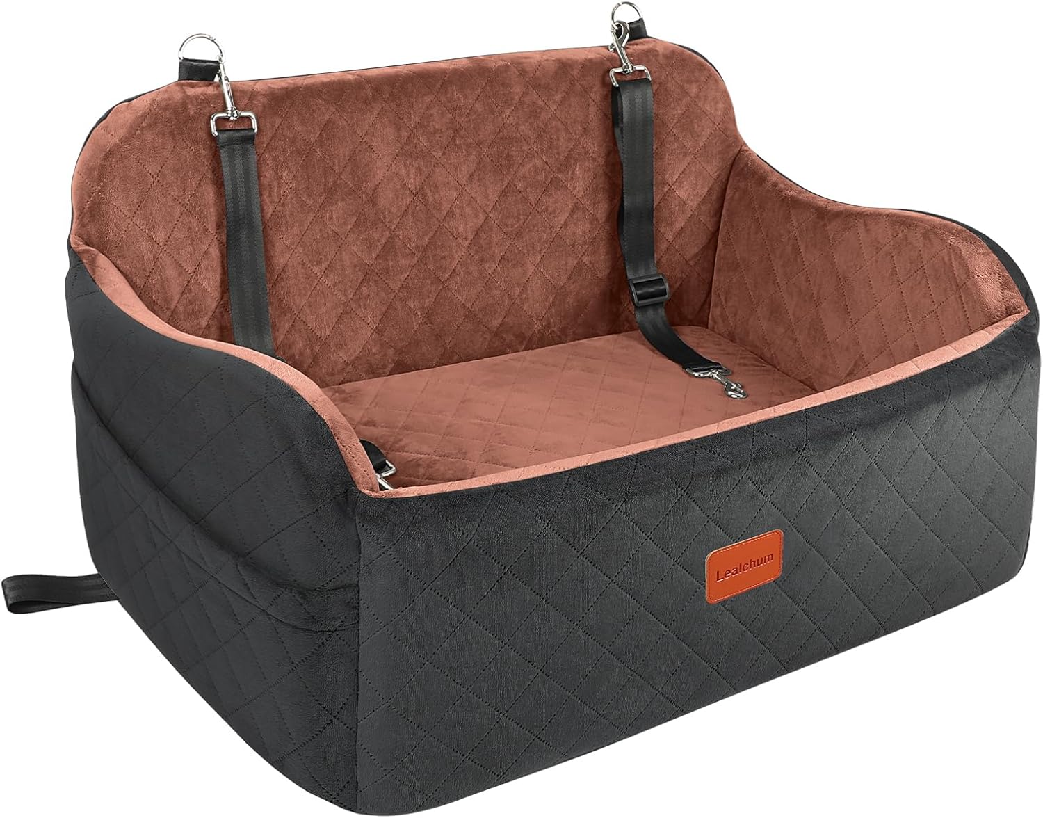Dog Car Seat for Large Dogs, Soft Memory Foam Pet Bed with 2 Clip-On Safety Leashes, Removable & Washable, Comfortable & Secure for Travel,Installable in Car Back Seat or SUV's Trunk