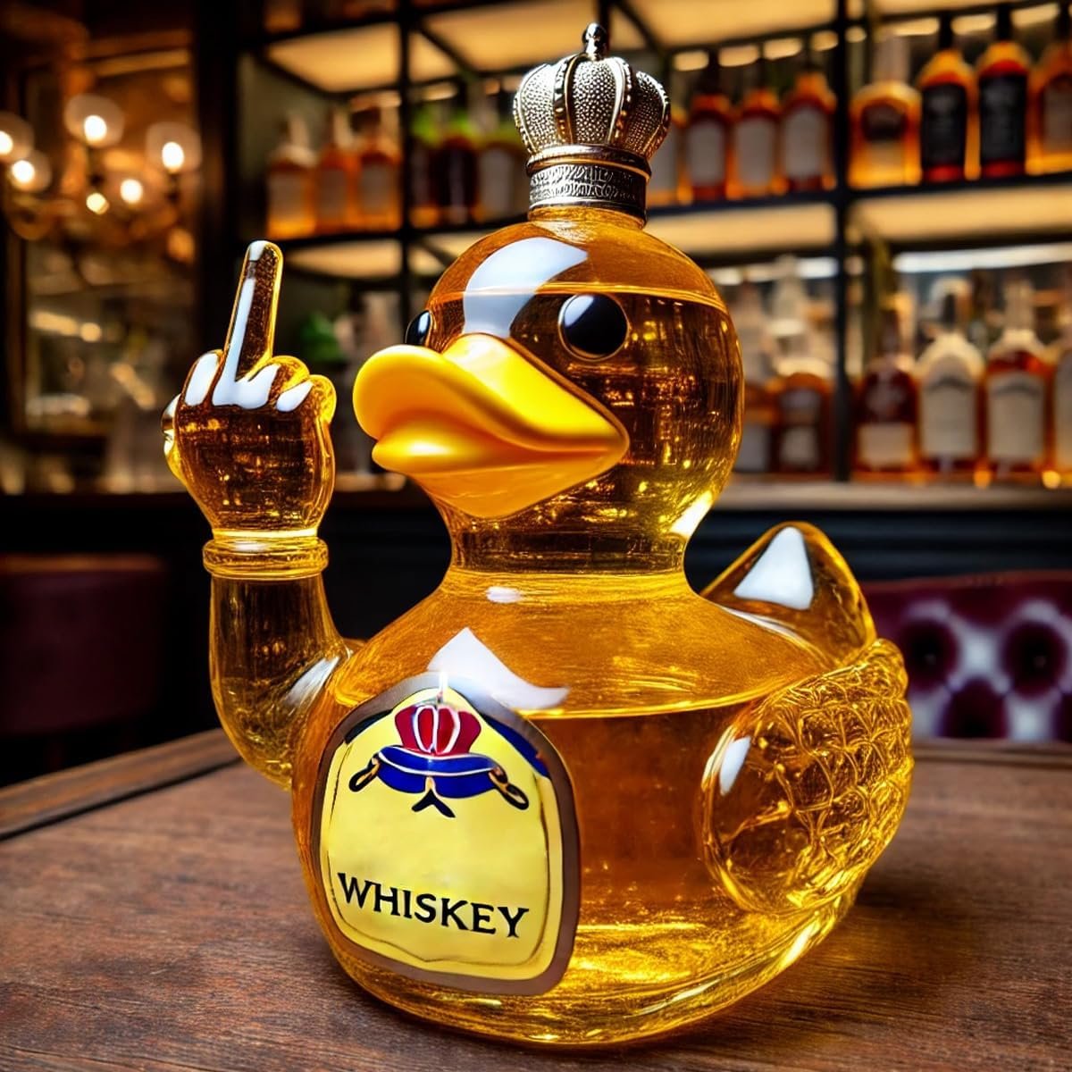 Funny Middle Finger Whiskey Duck Bottle