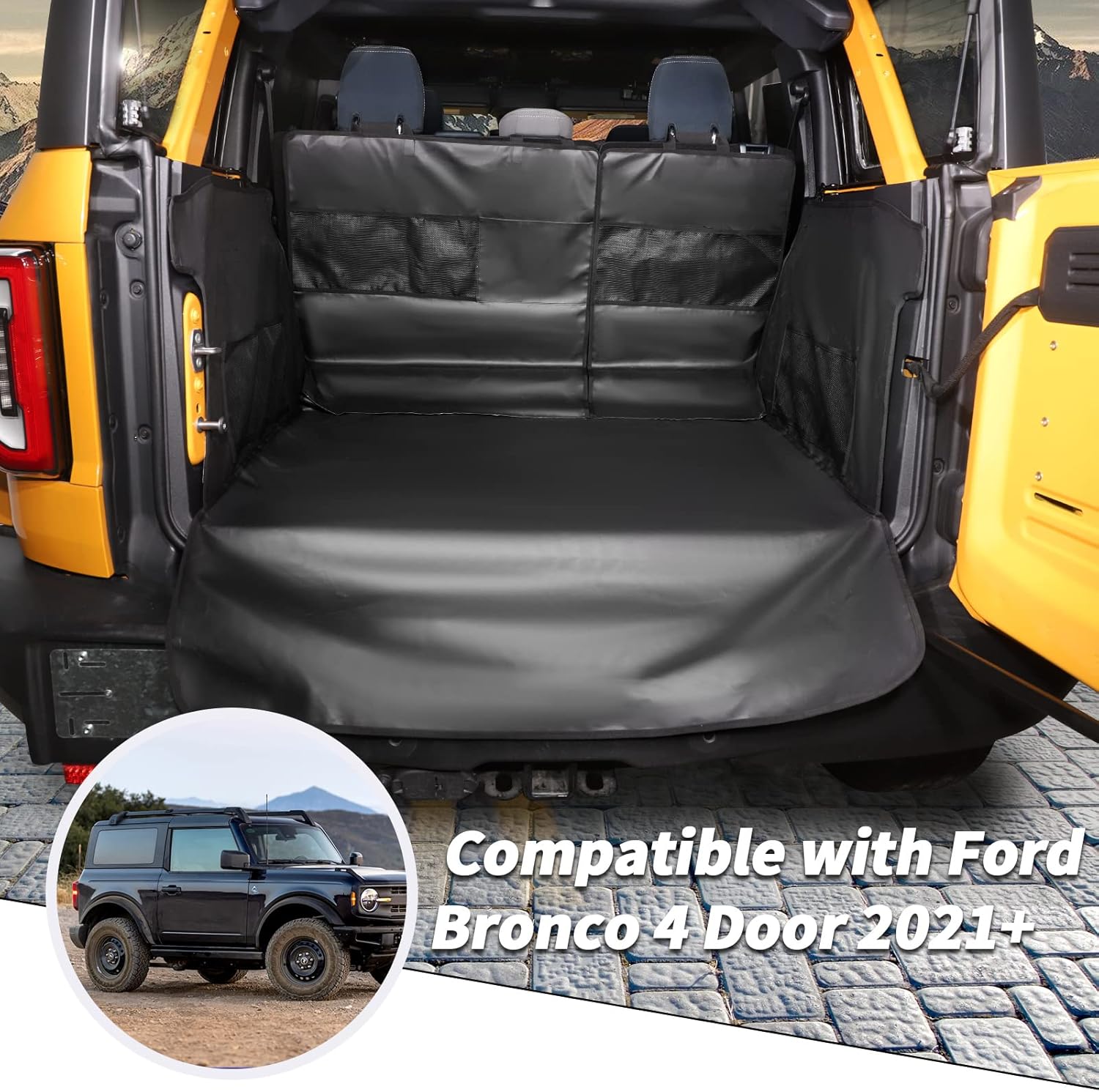 Waterproof Cargo Cover Dog Mat Protector Compatible with Ford Bronco 4 Door 2021-2023